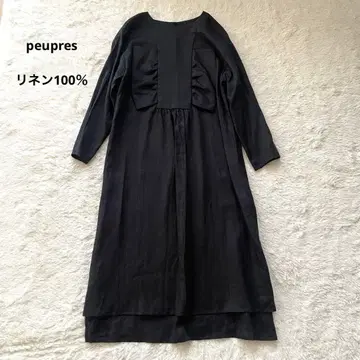 푸프레 린넨 롱 원피스 프론트 빅 리본 peupres