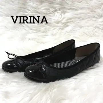 VIRINA 비리나 플랫 슈즈 펌프스 리본 블랙 퀼팅