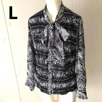 70'S 쇼와 레트로 보타이 블라우스 모노톤