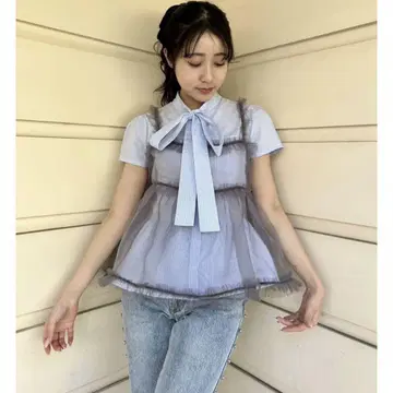 에피누 프릴 오간디 뷔스티에 그레이