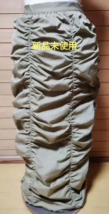 카키 개더링 타이트 롱 스커트