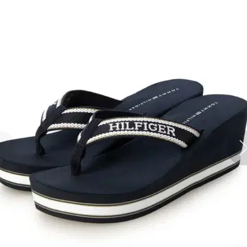 Tommy Hilfiger 네이비 웨지 비치 샌들