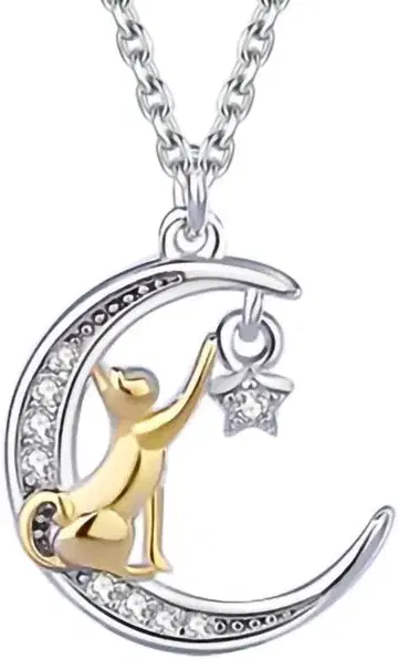 [gulamu jewelry] 흔들리는 고양이 목걸이 고양이 별 초승달