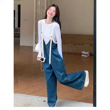 데님 살로펫 스트랩 포함 새상품 여성용 세련된 개성 넘치는 3L 대