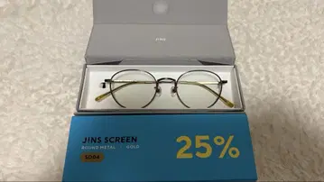 JINS SCREEN 골드 25% 블루라이트 차단 라운드 메탈