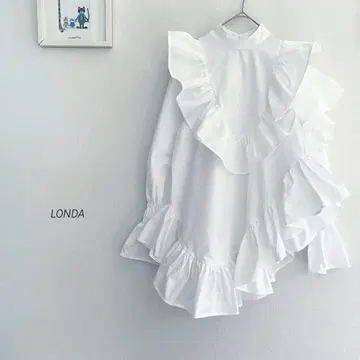LONDA 비대칭 프릴 원피스 프릴 비대칭 셔츠