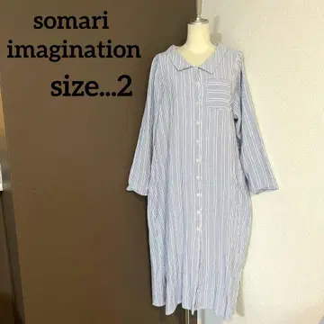 SOMARI somari 빅 사이즈 스트라이프 셔츠 원피스 면