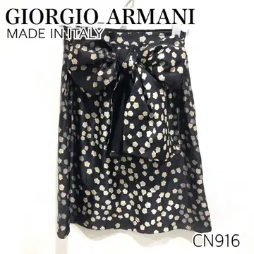 GIORGIO ARMANI 아르마니 세타 실크 꽃무늬 리본 스커트