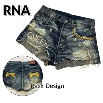 RNA 데님 숏 팬츠 청바지 스터드 인디고 y2k 리본