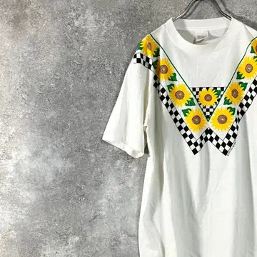 Melhart Designs 티셔츠 반팔 화이트 1993 해바라기