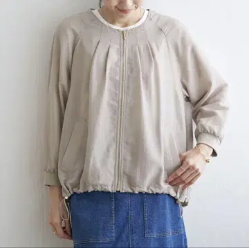 베이지 지퍼 업 블루종