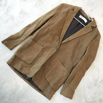 ZARA 남성용 린넨 혼방 테일러드 자켓 브라운 S 상당