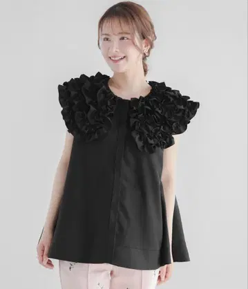 빅 프릴 칼라 슬리브리스 블라우스