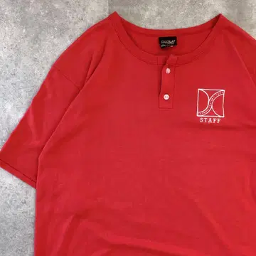90s USA제 자수 헨리넥 티셔츠 2XL 스포츠 스케이트