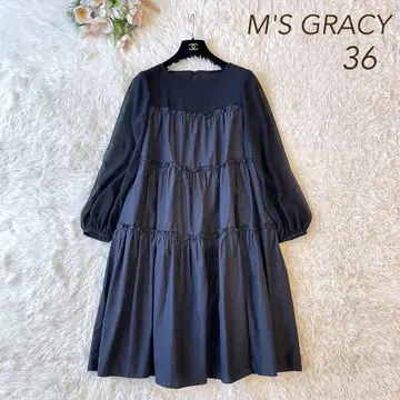 새상품급 M'S GRACY 2020년 티어드 원피스 블랙 36