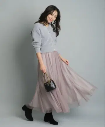 jusglitty 라메 베일 얇은 명주 스커트 시어 핑크 롱 스커트