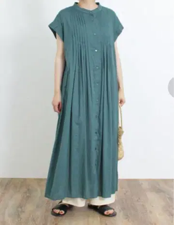 사만사 모스모스 핀턱 프렌치 슬리브 원피스 코튼 레이온 F