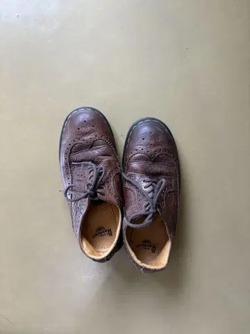 dr martens 브라운 가죽 옥스퍼드 신발 윙 칩 가죽
