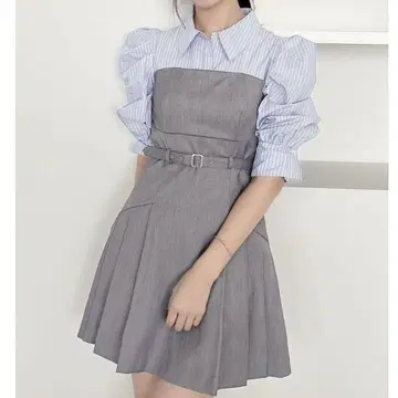 dazzlin 레이어드 셔츠 미니 원피스