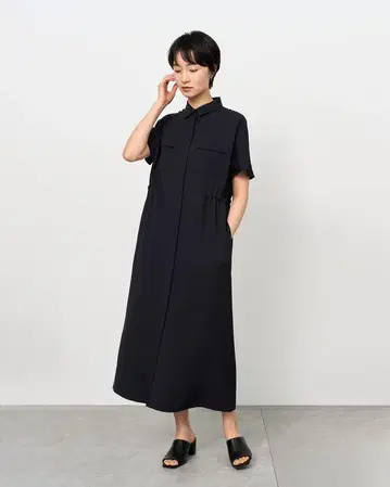SOEJU 소주 롱 셔츠 원피스 네이비