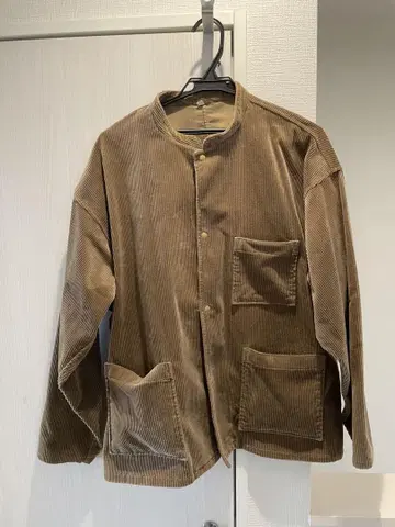 MUJI 브라운 코듀로이 노카라 자켓 S-M 가격 인하 없음