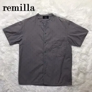 remilla 크랙 셔츠 플라켓 자카드 원단 코몬 스탠드 카라