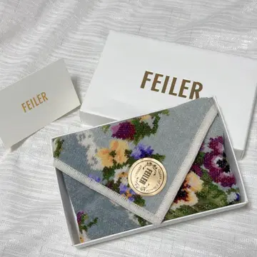 FEILER 꽃무늬 셔닐 직조 대형 손수건 타월 기프트 박스 포함