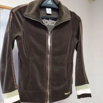 아디다스 벨로아 저지 트랙 자켓 브라운 자수 로고