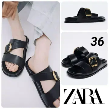 ZARA 버클 플랫 샌들 36 완판템