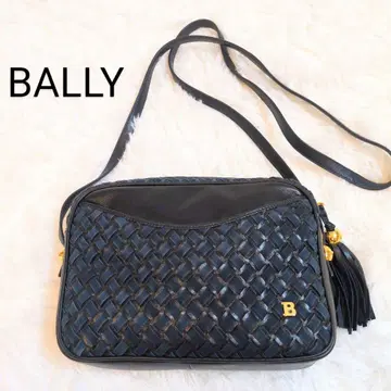BALLY 발리 숄더백 뜨개질 태슬 네이비 가죽 가죽