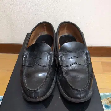 REGAL 블랙 가죽 코인 로퍼 25cm