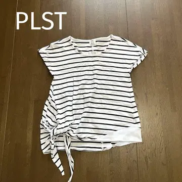 PLST 플라스테 프렌치 슬리브 변형 보더 셔츠