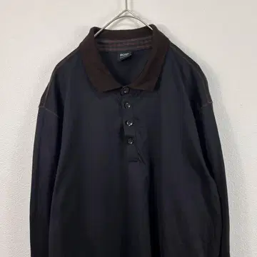 미국 구제 의류 HUGO BOSS 긴팔 피케 셔츠 브라운 브라운