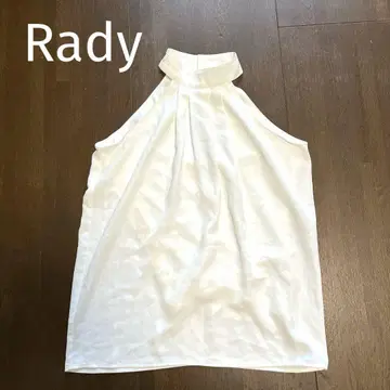 Rady 레이디 화이트 홀터넥 블라우스 하이넥 슬리브리스 셔츠