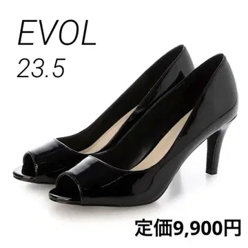 새상품 EVOL 에나멜 오픈토 펌프스 23.5cm 정가 9,900엔