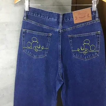 아메리칸 홀릭 미키마우스 자수 스트레이트 데님 팬츠 L