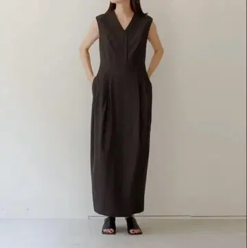 deres 슬리브리스 롱 원피스 다크 브라운 데레스