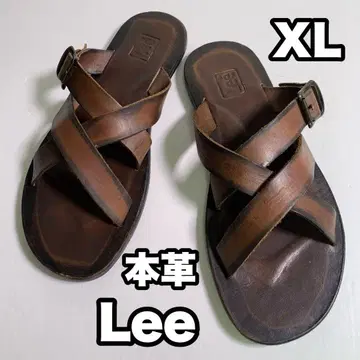 Lee 천연 가죽 샌들 크로스 스트랩 XL 사이즈 가죽 샌들