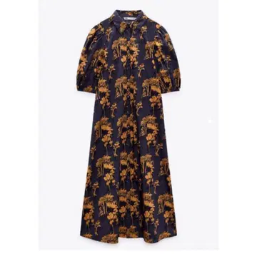 ZARA 프린트 패턴 포플린 원피스