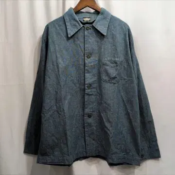42/XL 블랙 사인 코튼 샴브레이 긴팔 셔츠