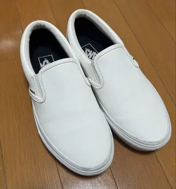 Vans 화이트 가죽 슬립온
