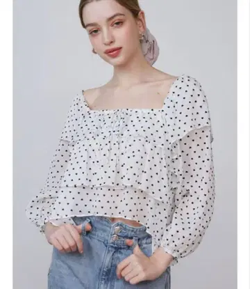 카르나무르 블라우스 화이트 계열 하트 무늬 미사용 새상품 F