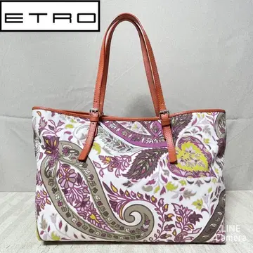 새상품급 ETRO 에트로 캔버스 숄더 토트 백 페이즐리