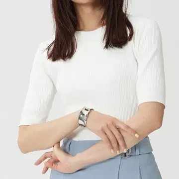 반팔 리브 니트