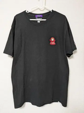 챔피온 블랙 티셔츠 EVANGELION 콜라보 퍼펫 에반게리온