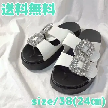 [새상품] 비쥬 샌들 통굽 샌들 인조 가죽 화이트 24cm