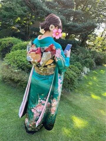 그린 후리소데 꽃무늬