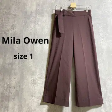 Mila Owen 크롭 스트레이트 팬츠 린넨 마 혼방 브라운