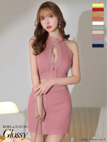 ROBE de FLEURS 핑크 타이트 드레스
