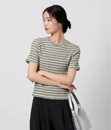 셔링 보더 티셔츠 여성용